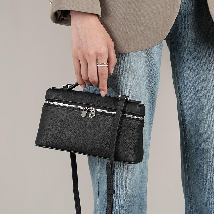 The First Layer Of Cowhide Lp19 Lunch Box Bag, Genuine Leather Women'S Bag Gigi, The Same Portable Box Bag, Messenger Bag.