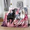 1pc Pink Blanket Love Black White Horse Printed Throw Blanket Winter Kids Couch Bed Fluffy Bedspread Birthdat Gift for Adult