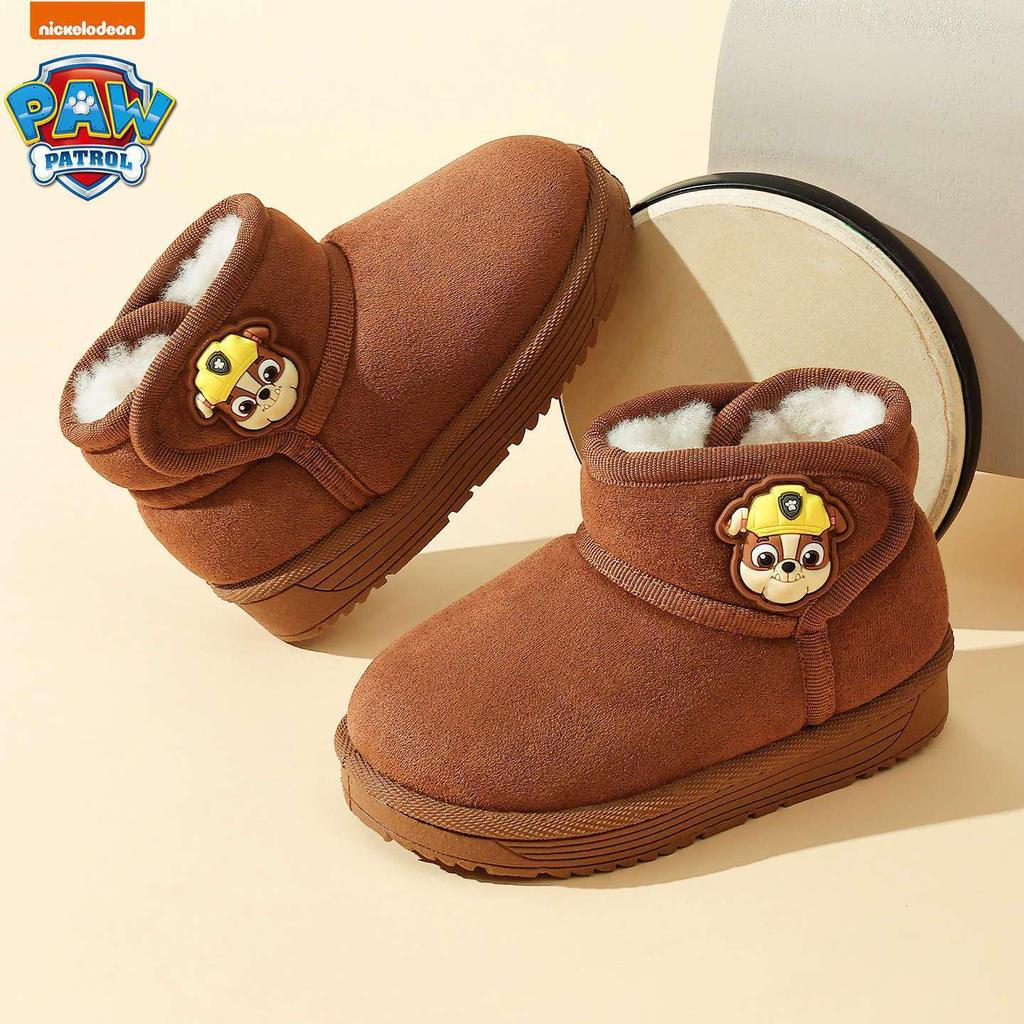 Paw Patrol Kids' Winter Velvet Cotton Shoes, Non-slip Soft Sole, Warm Boots for Boys.