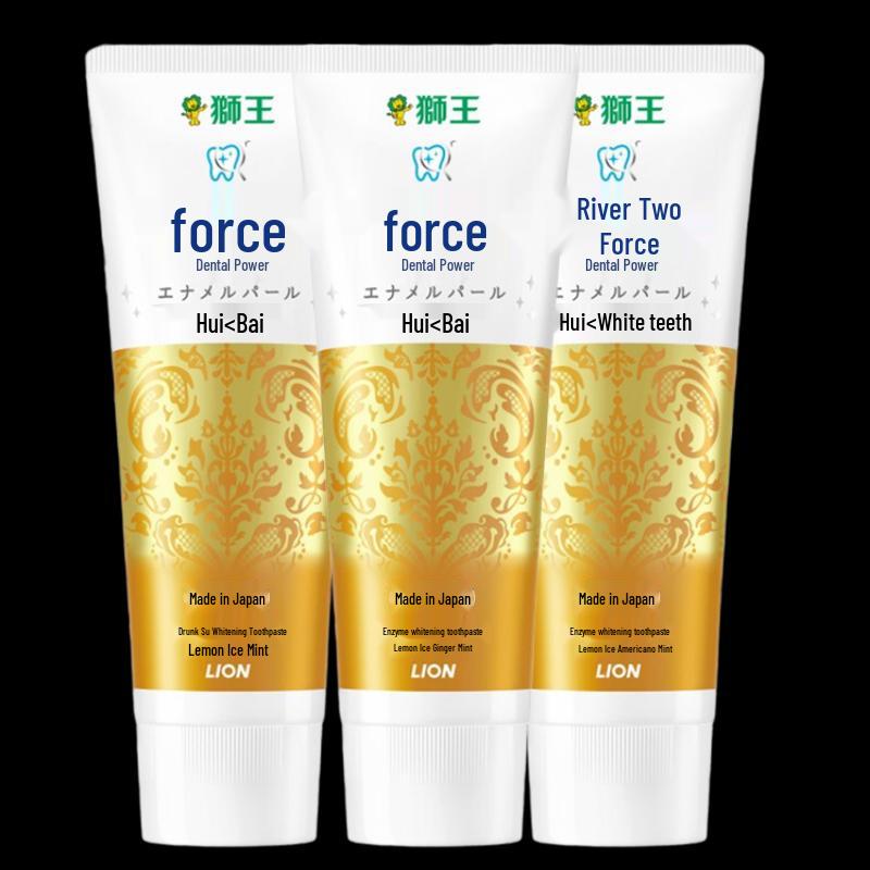 Lion Dental Power Enzyme Whitening Toothpaste, Lemon Ice Ginger, Family Pack