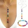 Women's 7 Chakra Gemstone Bead Jewelry Set, Yoga Balancing Necklace and Bracelet, Reiki Healing Crystal, Solid Design