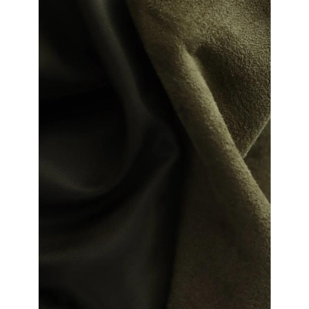 New Women's Suede Texture Effect Loose Version of Fashion Lapel Shoulder Bomber Jacket