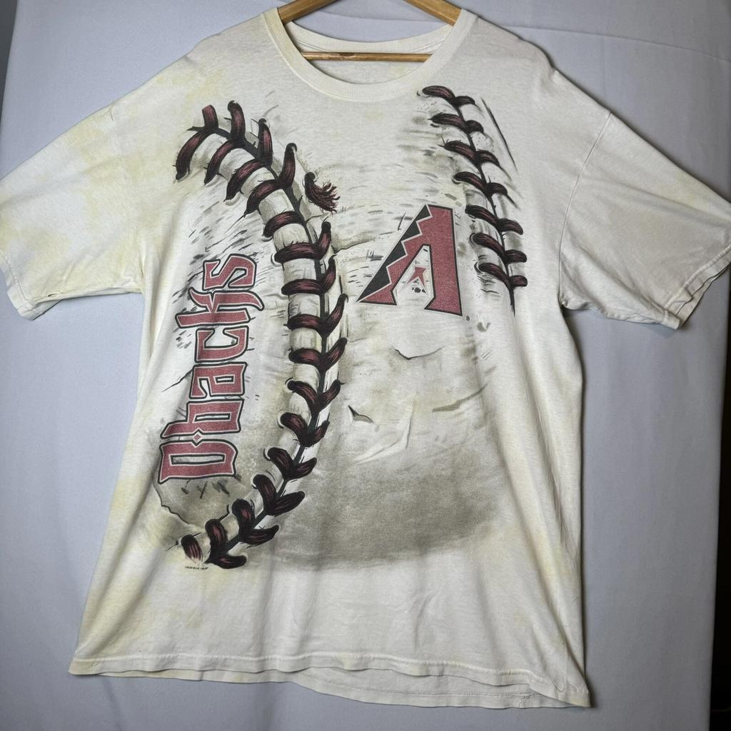 Arizona Diamondbacks Liquid Blue T-shirt Gray Red Baseball Stitch Print 2XL A251