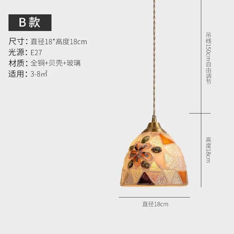 Bunte Muschel Mosaik Kreativer Anhänger Deckenleuchten Nordische Wohnkultur Kronleuchter Beleuchtung Esszimmer Küchenlampe