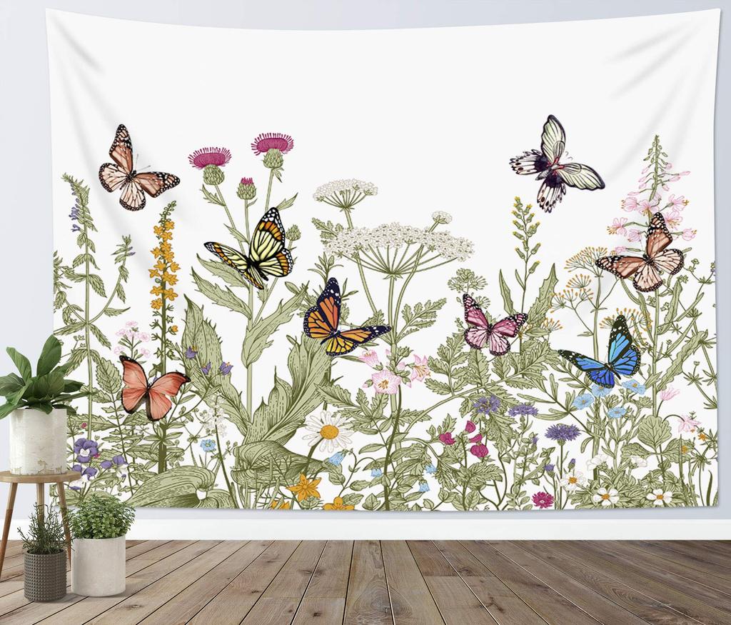 Jungle Flowers Birds Tapestry Deep Color Natural Plant Floral Tapestry Home Living Room Dorm Bedroom Aesthetics Decor Tapestries