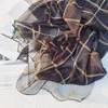 New Checkered Silk Scarf for Women, Solid Color Sunscreen Shawl Gold Thread Mulberry Silk Scarf for Women