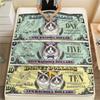 Cat Dog Donkey Money Print Flannel Blanket,High Quality Comfortable for All Seasons,Home Decor,Warmth and Comfort,Perfect for Christmas Gifts
