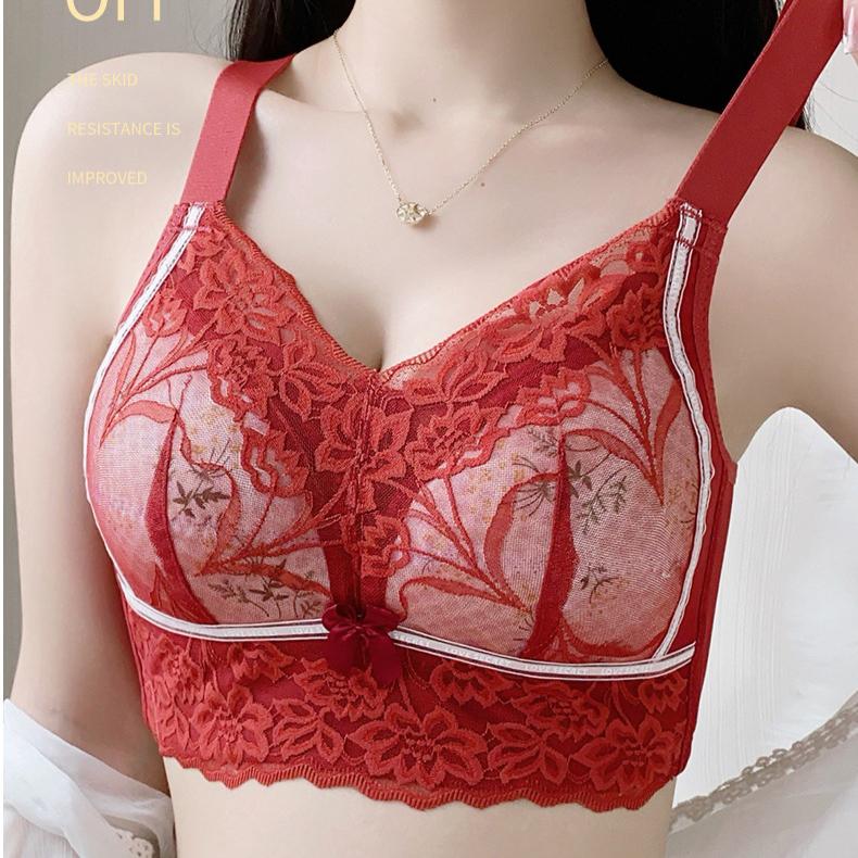 Full Cup Bra Women's Collection Accessory Breasts Gathered Bra Anti Sagging Bra Lace Strapless Bra Summer Thin Bra