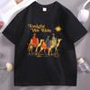 Heute reiten wir Drei Weise Unisex Weihnachts-T-Shirt Unisex Damenmode Religiöses T-Shirt Baumwolle Kurzarm Rundhals T-Shirts