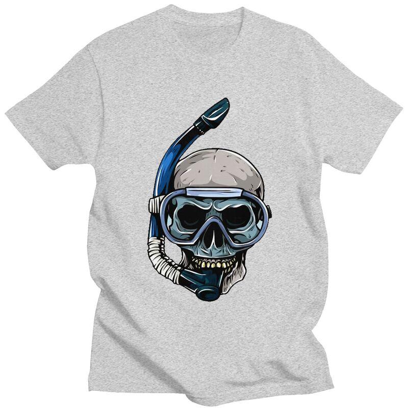 Custom Dive Diver Scuba Diving Skull T Shirts for Men Pure Cotton Tees Tshirt Short Sleeve Tshirt Clothes