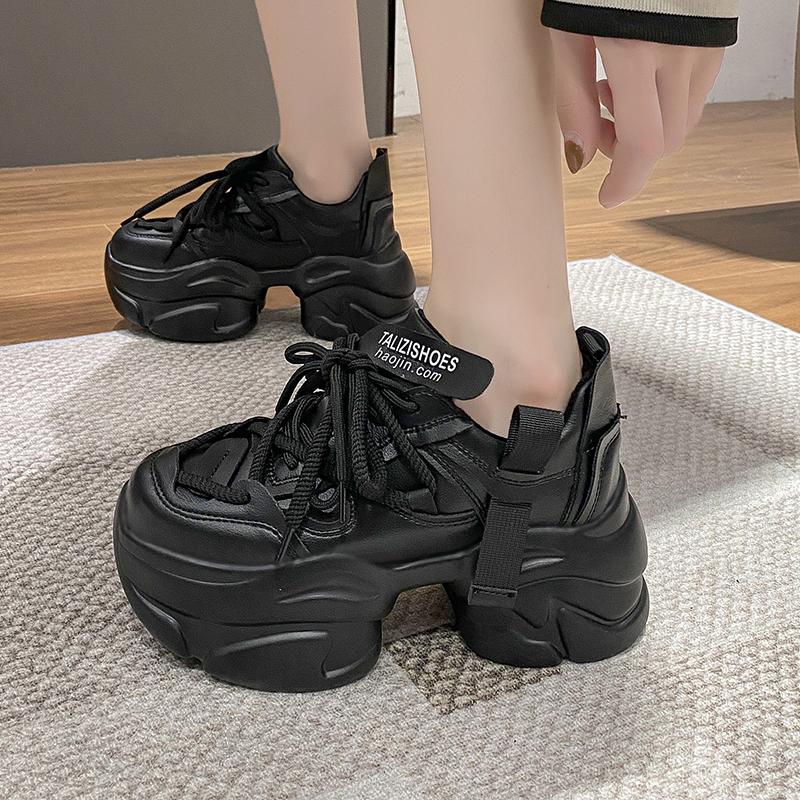 8CM Heels Autumn Chunky Sneakers for Women 2024 New Breathable Mesh Platform Sports Shoes Woman Thick Bottom Dad Shoes Ladies