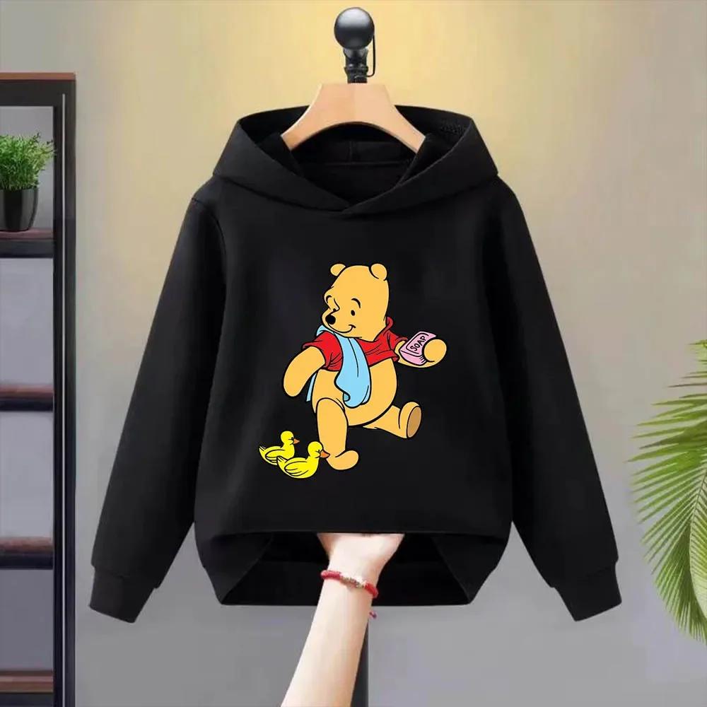 Disney Winnie The Pooh Printed Children's Hoodie for Autumn and Winter, Warm Top, Comfortable, Soft and High-quality Hoodie