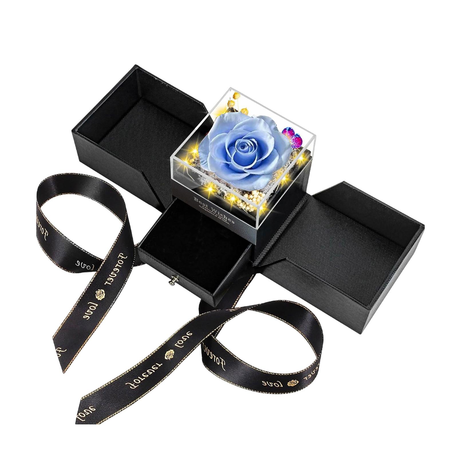 

Подарочная коробка с сохраненными цветами, коробка для упаковки ювелирных изделий с розами, акриловая коробка с выдвижным ящиком, праздничная подарочная коробка, шкатулка для ювелирных изделий высокого класса One Size