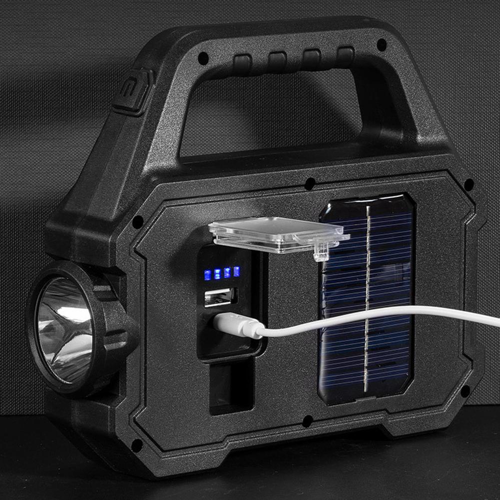 500lm Rechargeable Flashlight Waterproof 6 Gears Torch Light Portable Powerful Lantern Solar USB Charging for Camping Hiking