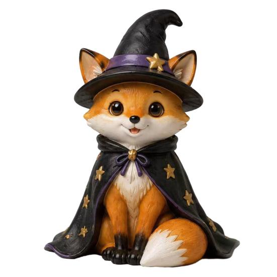 Cute Desktop Decoration Vintage Halloween Wooden Figurine, Rustic Witch Zombie Cat Owl Frog Tabletop Home Shelf Accents Ornament, Farmhouse