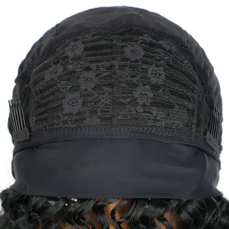 African Womens Short Curly Wig Headband Synthetic H0826A 14inch High Density 210%