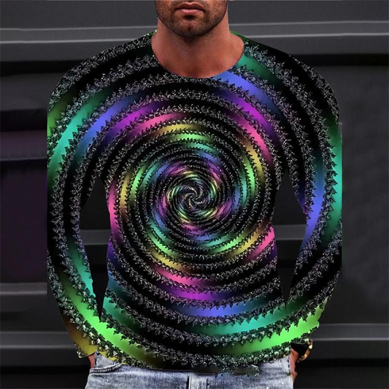 

Модная мужская футболка с длинными рукавами и круглым вырезом, новая 3D-печать, креативные футболки с графикой Spin, уличная мужская одежда, топы 2000 года L