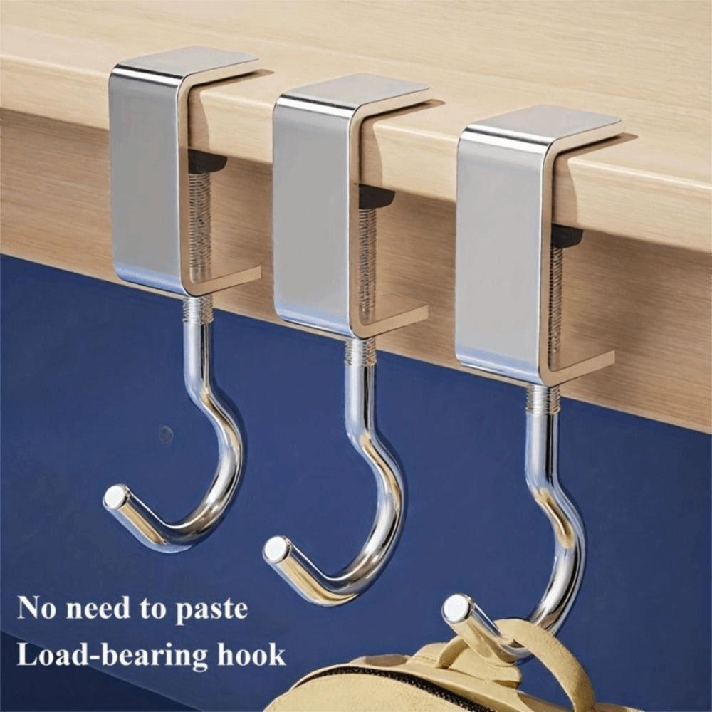 10pcs Detachable Table Hooks Non-Destructive Installation Steel Hooks Desk Hooks  School Dormitories