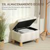 Storage Trunk For Bedroom 33L Upholstered In PU Storage Bench With Wooden Legs 60x38x40 Cm Cream
