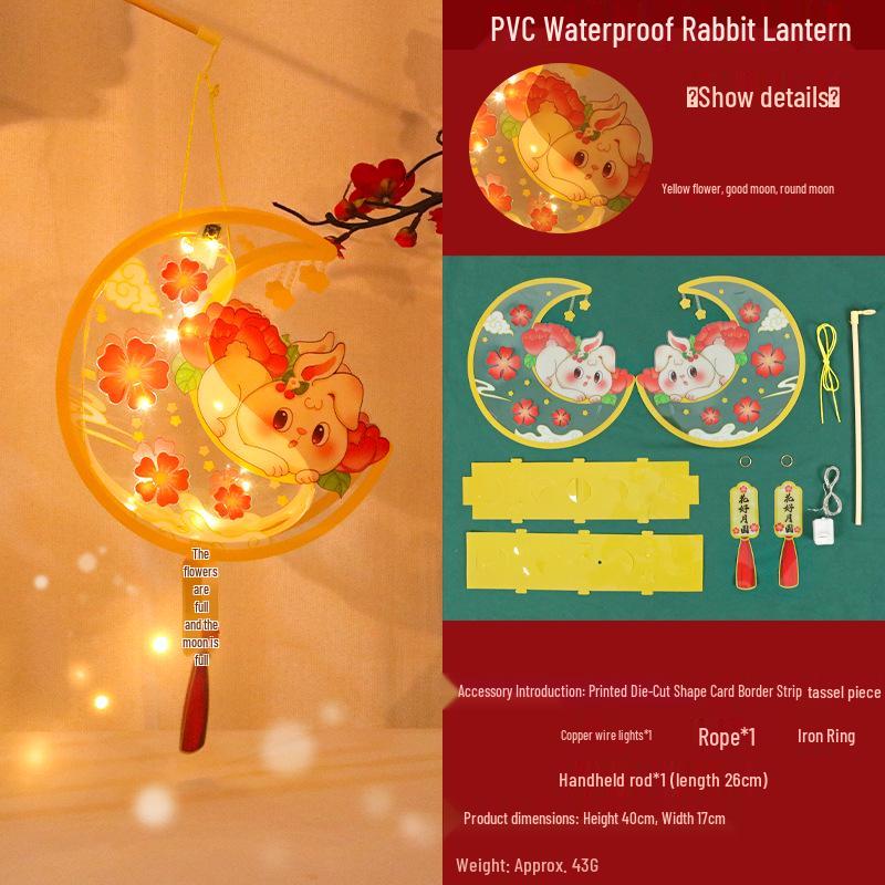 DIY Mid-Autumn Festival Glowing Lantern Kits for Kids - Ancient Style with Rabbit & Flower Designs