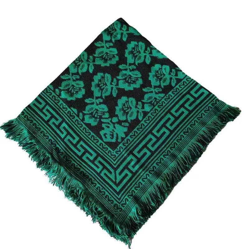 Ethnisch Stil Damen Quadratisches Tuch Mit Blumenmuster Warmes Winteraccessoire Für Damen Mittleren Alters