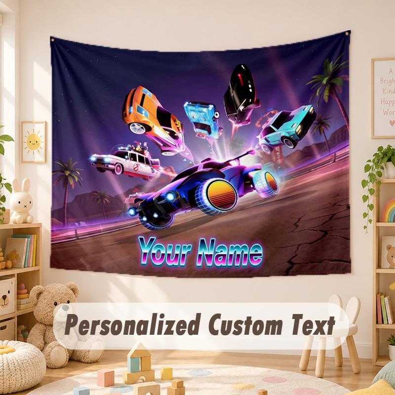 Custom Name Text Tapestry,Rocket League Boho Wall Hanging, Decorative Backdrop Tapestry For Room