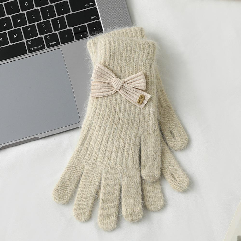 Verdickte Plüschhandschuhe Kaninchenhaar Baumwollfäustlinge Niedliche Vollfingerhandschuhe Frauen