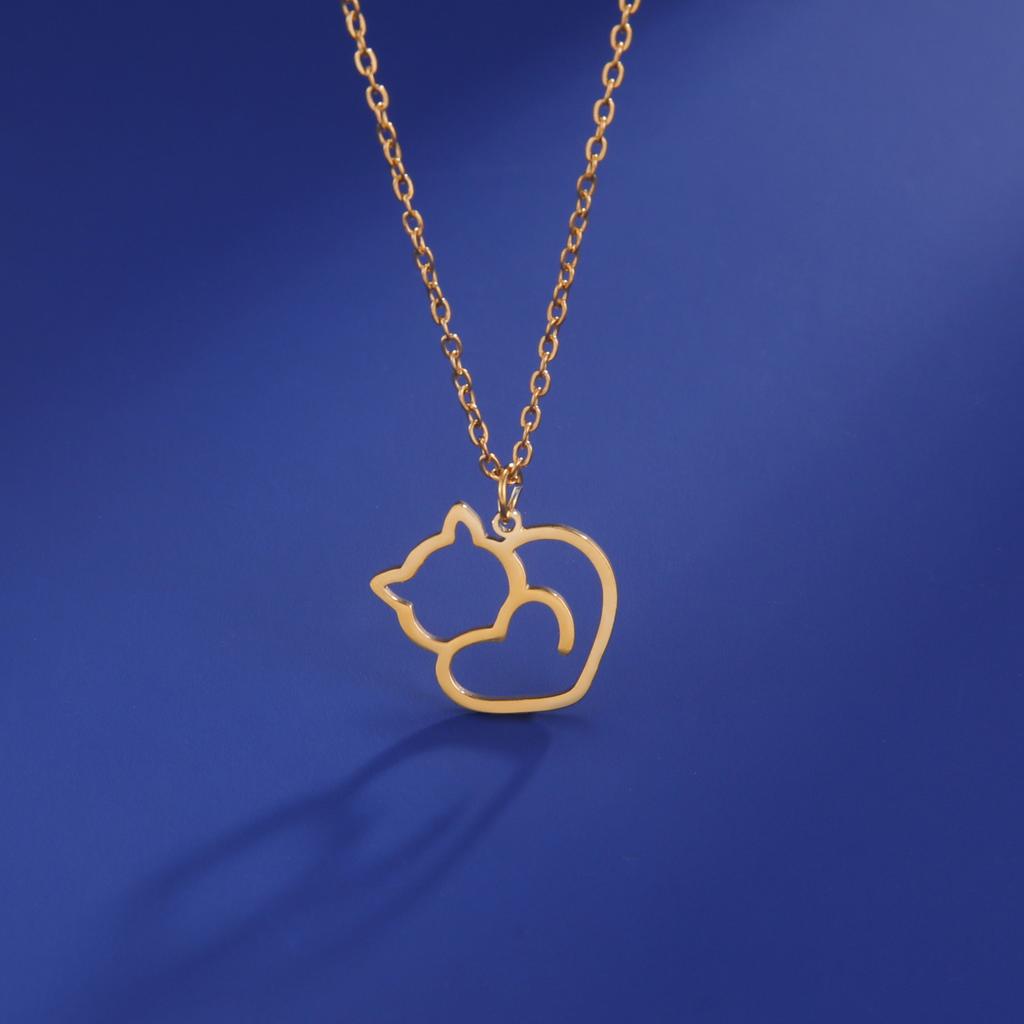 Cazador Cat Kitten Heart Paw Footprint Pendant Necklaces for Women Animal Jewelry Stainless Steel Neck Chain Necklace Gift 2026