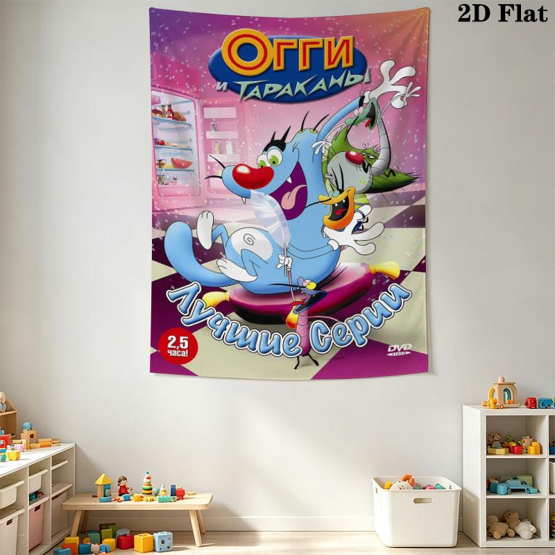 Oggy Wall Tapestry Aesthetic Wall Hanging Printed Fabric Blanket Decorative Tapestries for Bedroom Living Room Home Decor