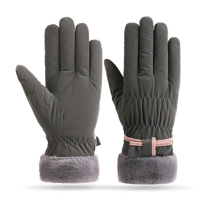 Warm gloves women's velvet thickened windproof and cold-proof outdoor riding driving winter touch screen autumn and winter gloves