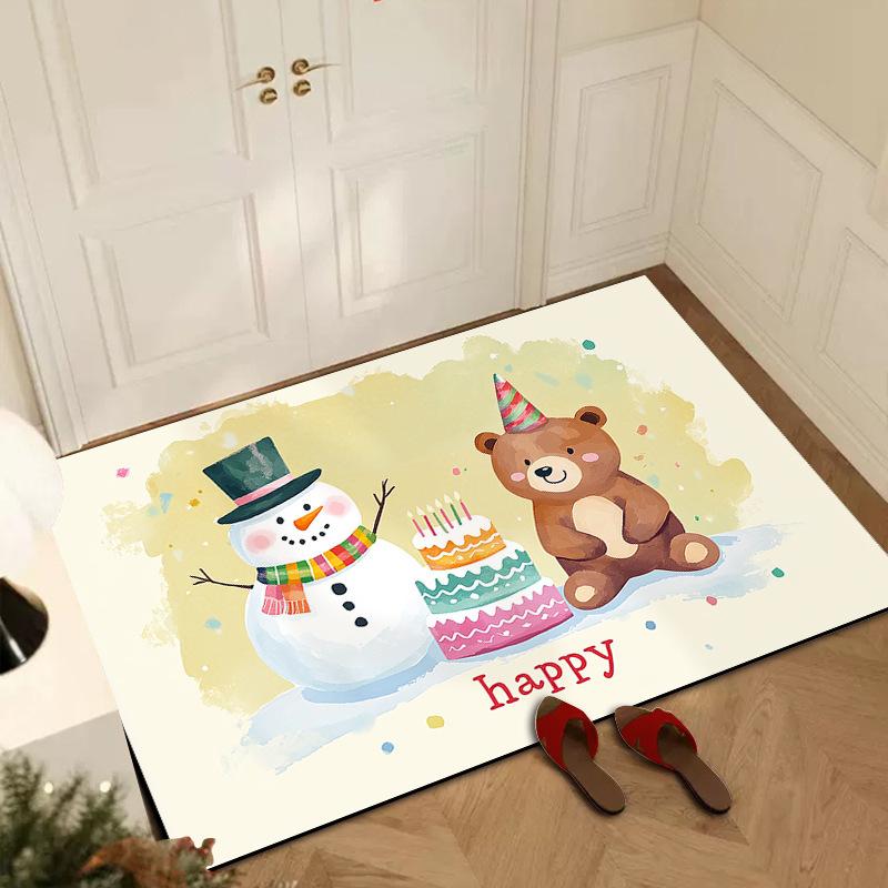 

Коврик для пола с изображением мультяшного медведя, быстросохнущий коврик для туалета, забавная дверь в ванную комнату, диатомовая грязь, впитывающая воду, нескользящая подкладка для ног 40 * 60CM diatom mud