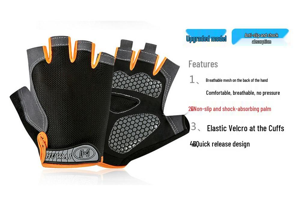 Men's and Women's Breathable Mesh Half-Finger Gloves for Sports, Weightlifting, Cycling, and Driving.