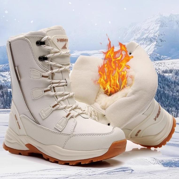 Women's Winter Thickened Padded Waterproof Comfortable Warm Anti Cold Lightweight Hiking Waterproof Non-slip Thick Sole Snow Boots