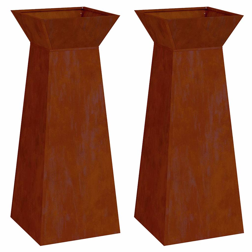Column Planter 2 Pcs Silver 40 X 40 X 100 Cm Weatherproof Steel