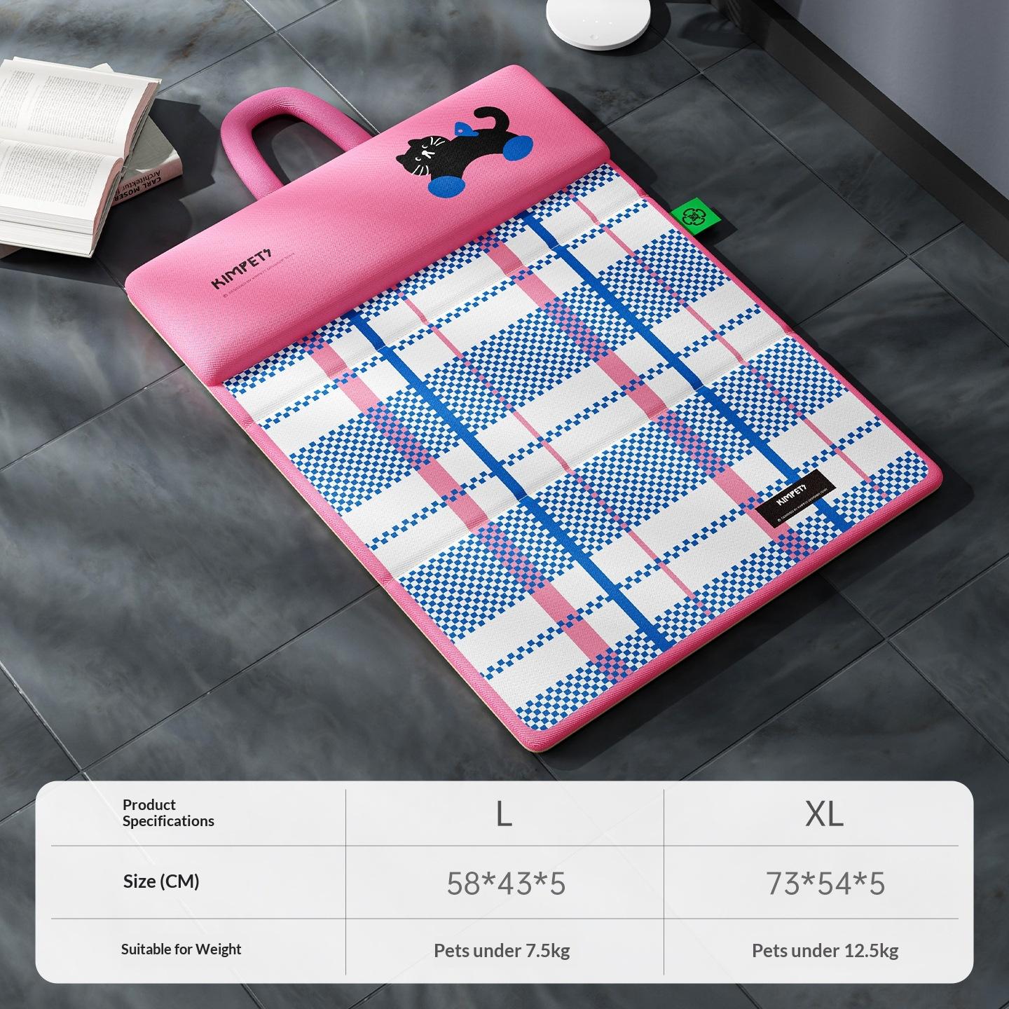 

Pet Cooling Mat Double Sided Foldable Dog Bed Breathable Plaid Summer Pet Sleeping Pad Portable Washable Pet Pad for Dogs Cats 58x43cm синій