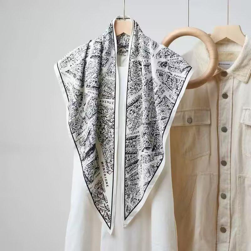 Summer 1116 New Twill Cool Triangle Scarf Women's Fashion Versatile Neck Protection Scarf Thin Sunscreen Outer Scarf