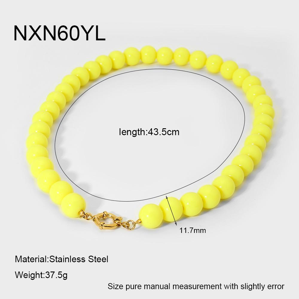 Summer Candy Color Sweet Heart Beaded Necklace - Versatile Girly Clavicle Chain
