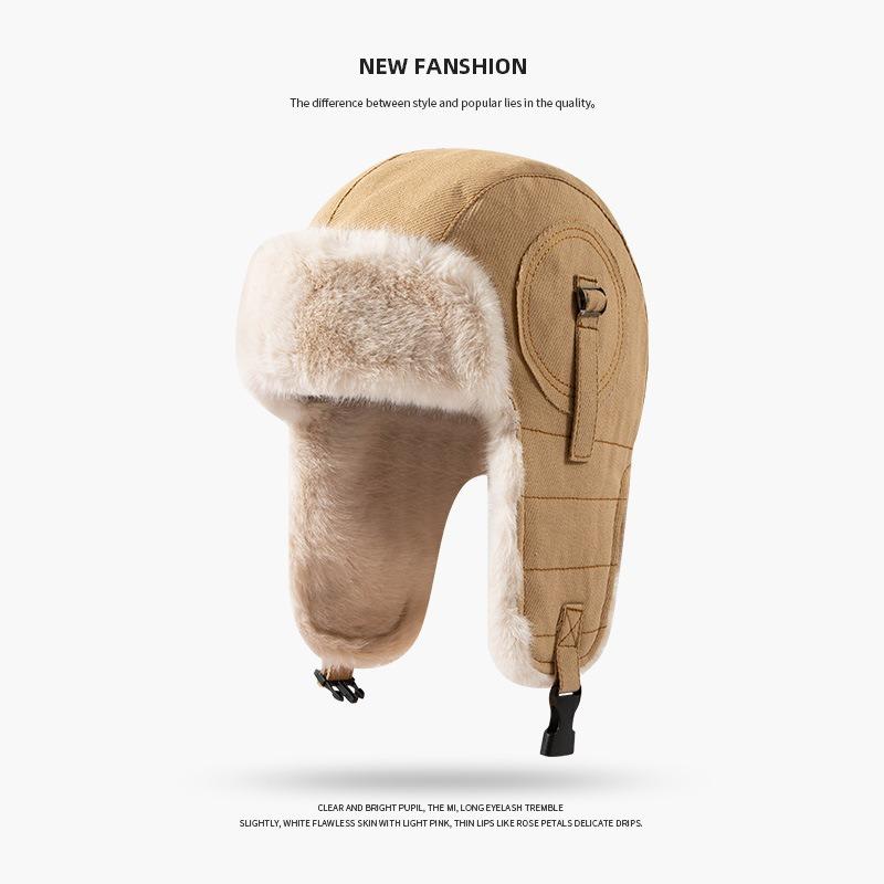 Vintage Zimowa Czapka Damska Modna Ochrona Uszu Narciarska Bawełniana Pilotka Wiatroodporna Lokomotywka