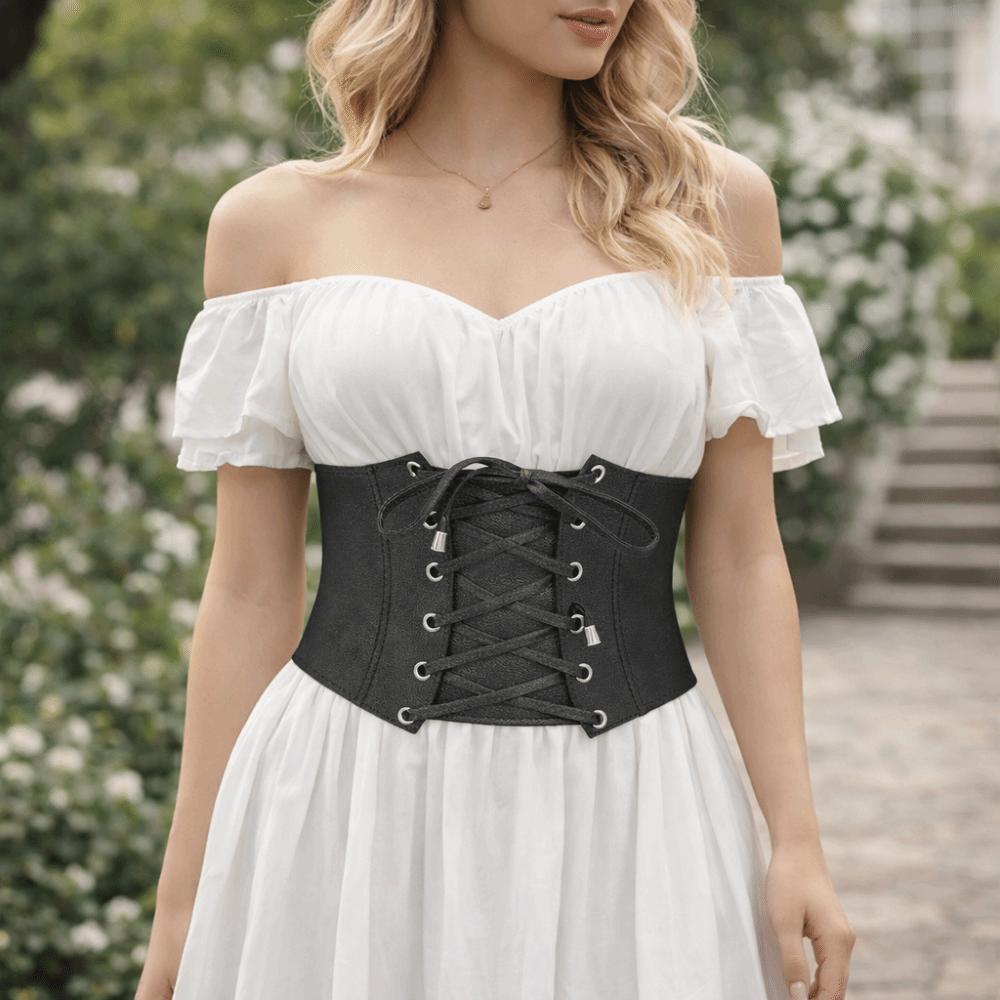 Spicy Girl PU Leather Corset Solid Color Wide Belt Fashion Wide Cummerbunds  Outfits