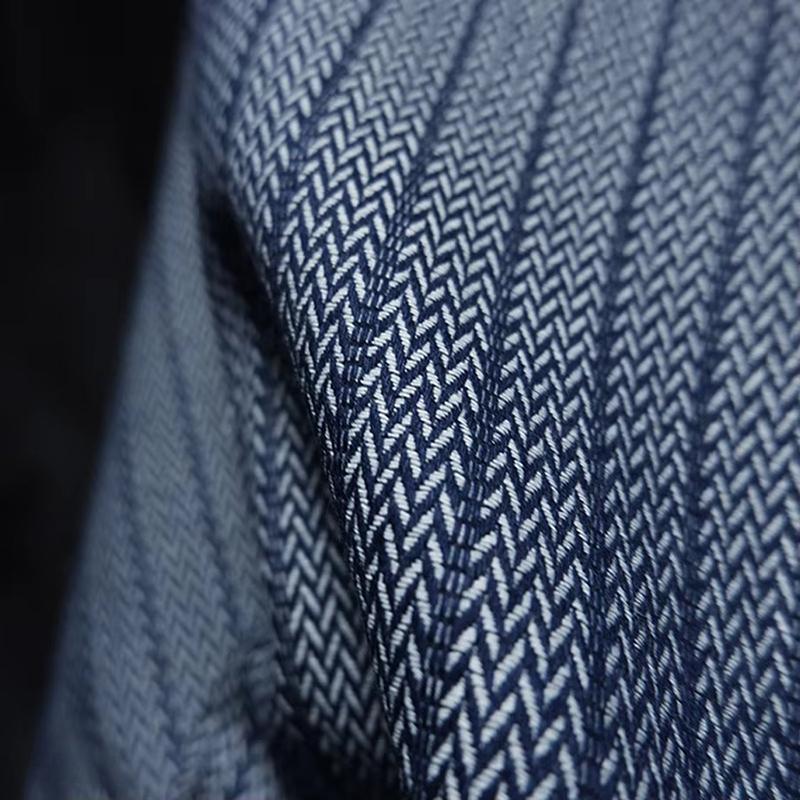 100x170cm Blue Yarn-Dyed Herringbone Jacquard Denim Fabric Twill Pattern Texture Washed Denim Designer Fabric DIY Clothes 100x170cm