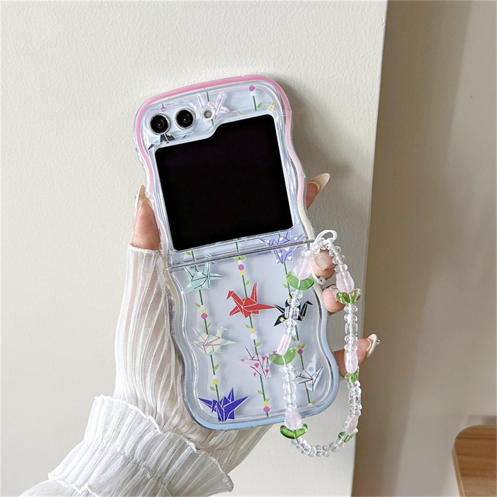 

for Samsung Z Flip5 Cartoon Flower Bracelet Case for Samsung Galaxy Z Flip 6 5 4 3 flip4 Wrist Chain Strap Soft Korea Cover for Samsung Z Flip 6