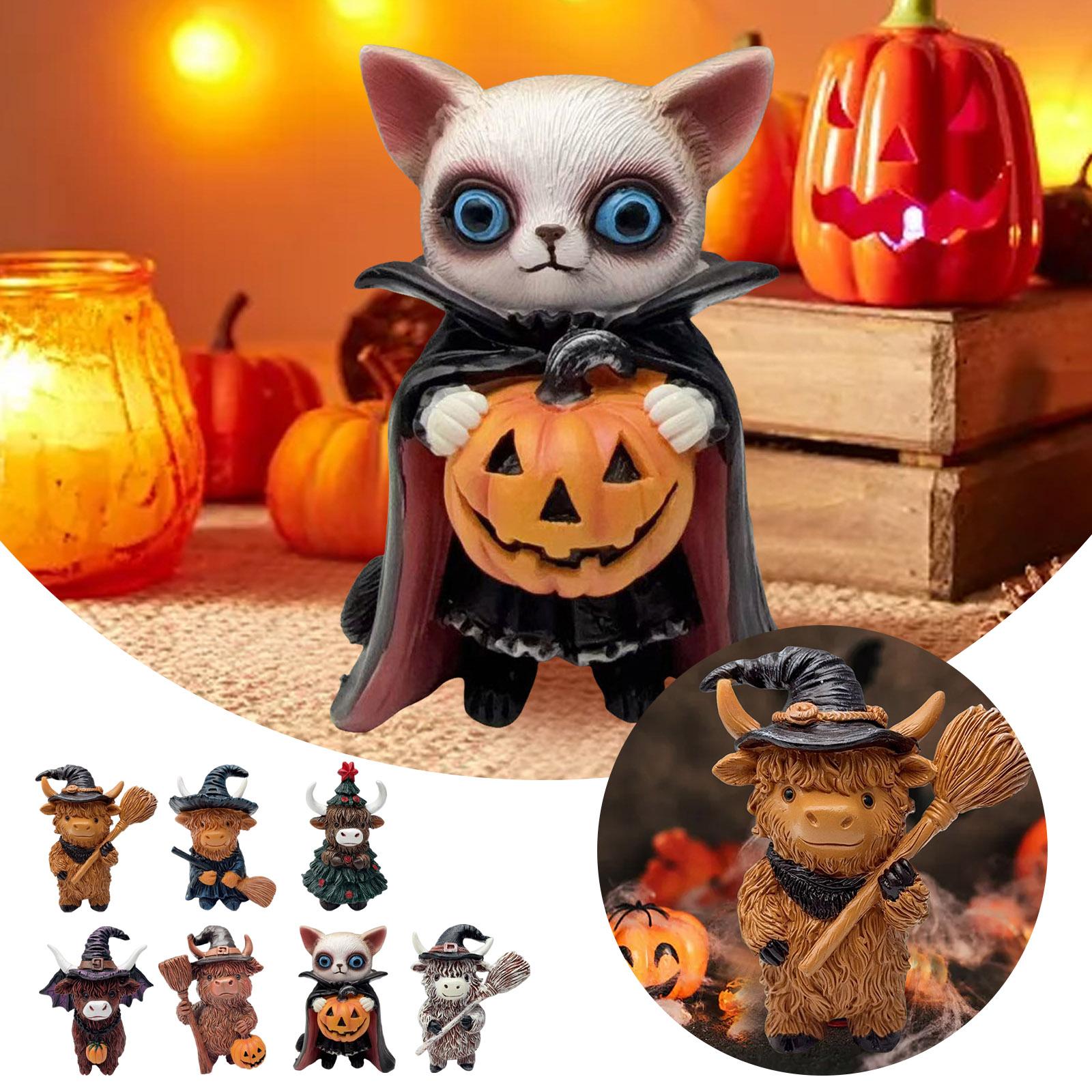 Cow Resin Halloween Ornament Decoration Unique For Cow Lovers Festive Desktop Decor For Home Parties Ornament Packs One Size