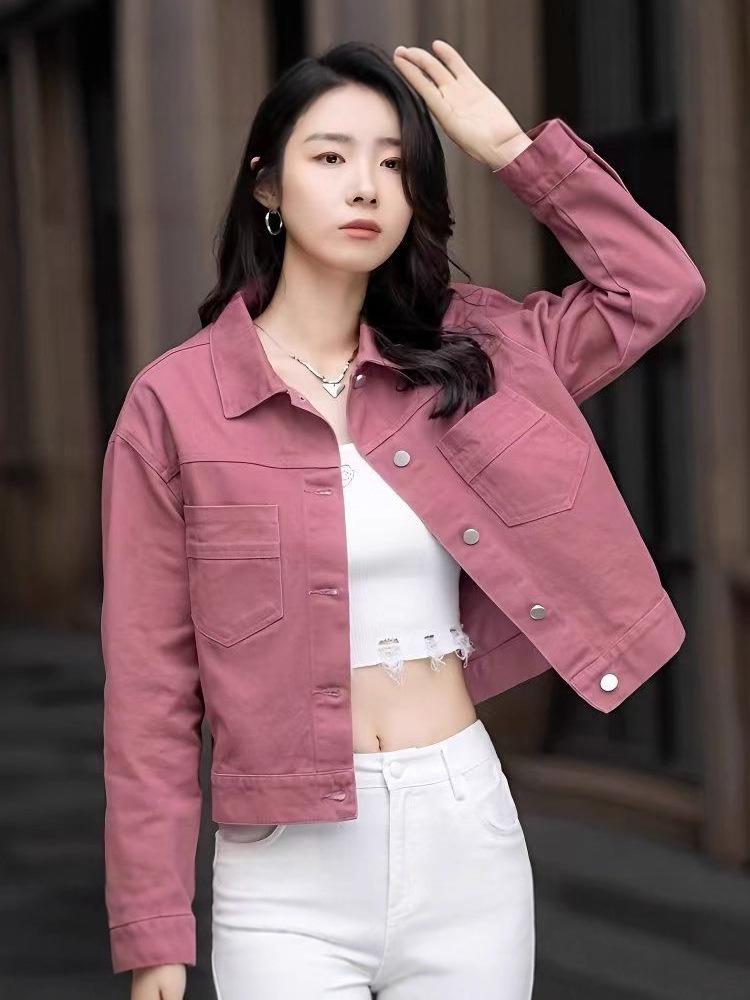 Spring 2025 Retro Hong Kong Style Women's Washed Vintage Denim Jacket