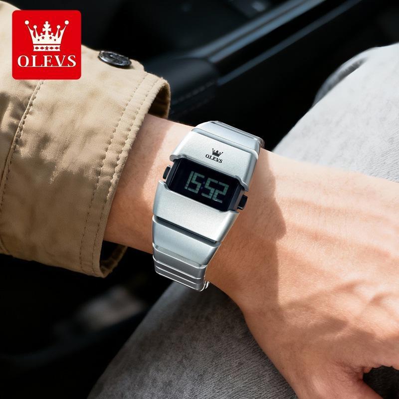 Fashionable Trendy Men's Stopwatch Luminous Digital Quartz Watches Personalized Distinctive Wine Barrel Shaped Intelligent Electronic Digital Watch