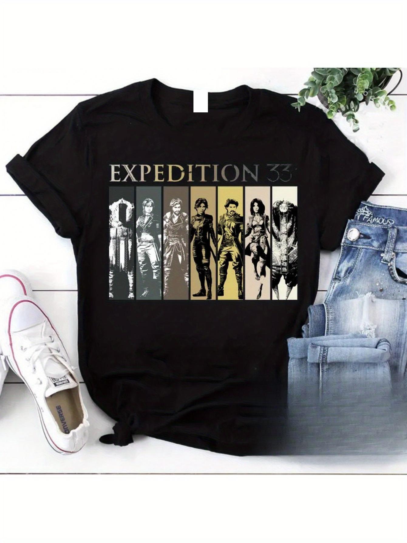 

Vintage Clair Expedition 33 Graphic T-Shirt- Black Gaming Tee with EXPEDITION 33 Design XXXL