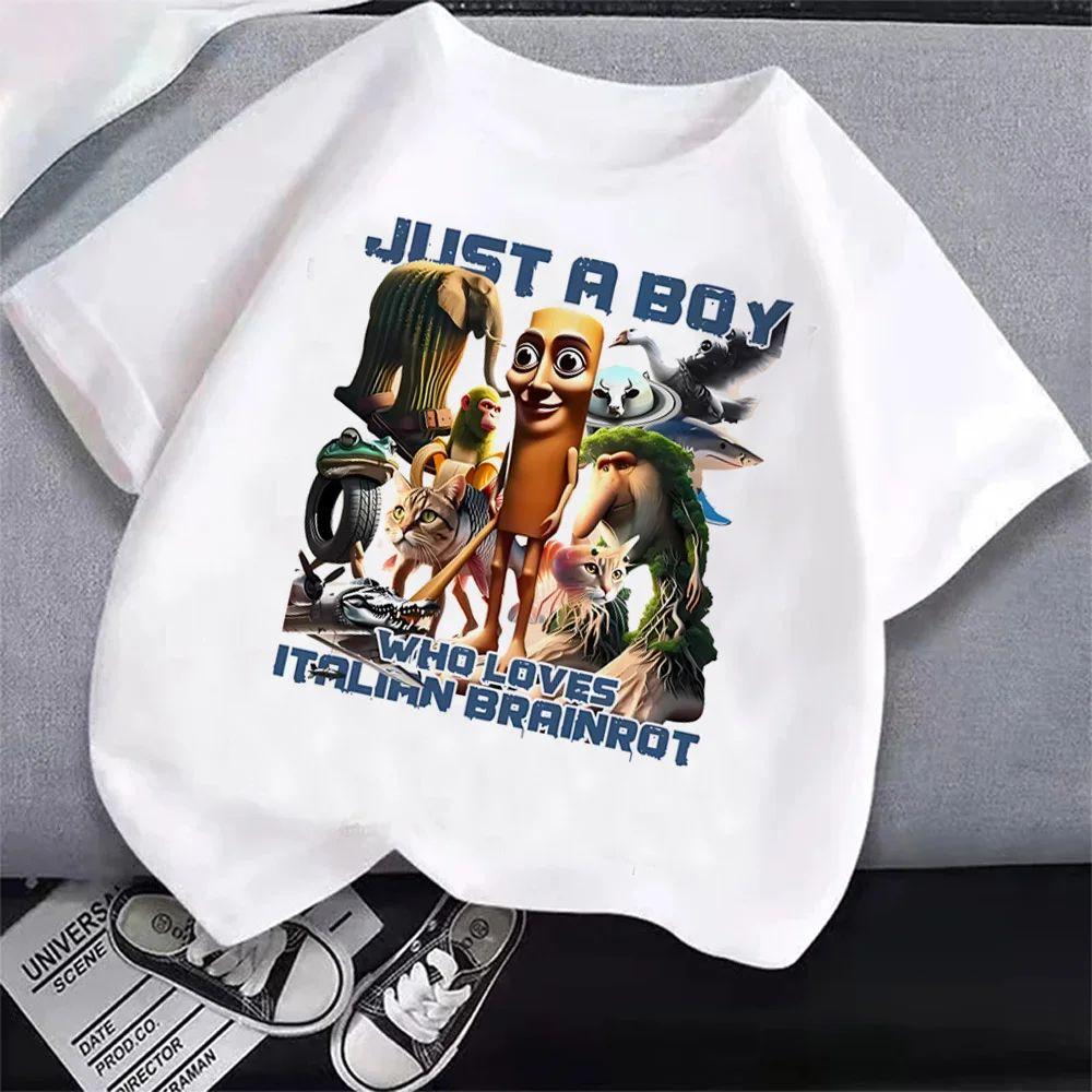 Summer Tops Italian Brainrot T-Shirt Cartoon Anime Print Clothes Round Neck Basic Tops Fashin Casual Loose T Shirts Gift Unisex