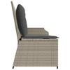 Vidaxl Folding Garden Bench With Cushions, Light Grey, Poly Rattan