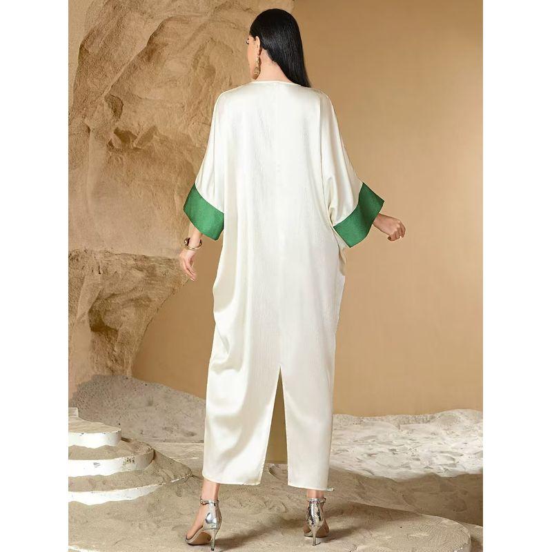 New Arrival Middle East Dubai Robe Loose V Neck Slit Dress V-Neck Diamond Studdres