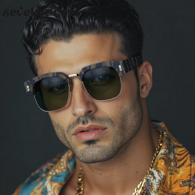 Vintage Oversized Square Sunglasses Men Luxury Brand Classic Outdoor Driving Punk Sun Glasses For Male Trendy Shades UV400