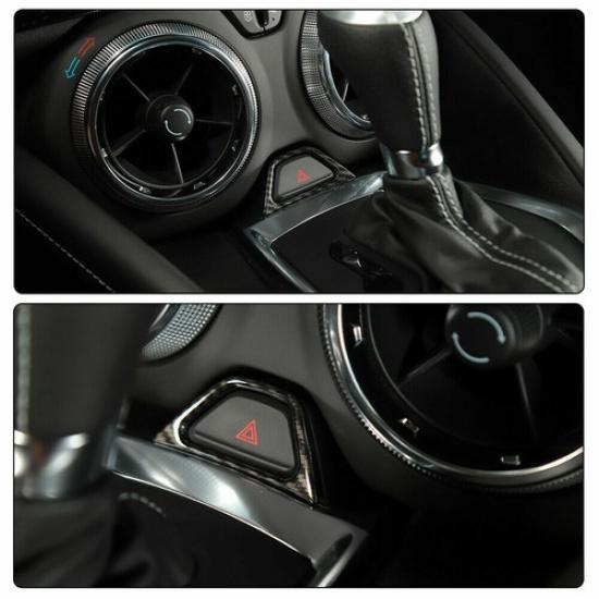 Carbon Fiber Console Emergency Lamp Light Switch Trim Cover For Chevy Camaro 17+